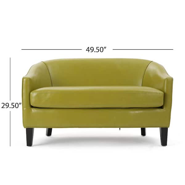 Green Faux Leather 2 Seater Loveseat, Small Leather Loveseat