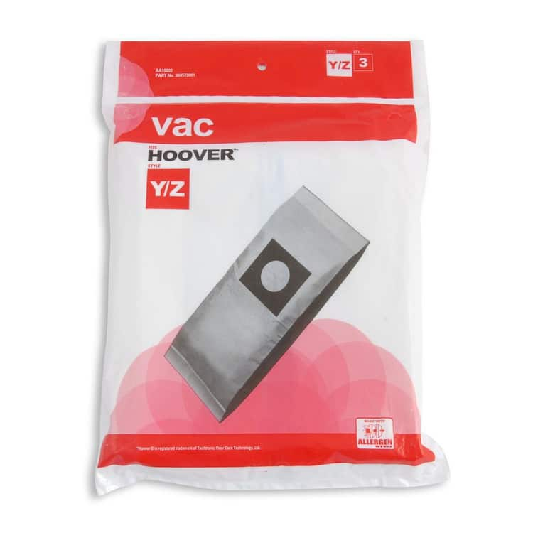  Vac Hoover Type Y/Z Allergen Bags (3-Pack), HEPA Media Filtration, Compatiable with Hoover Type Y/Z Upright Vacuums