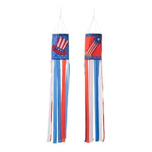 44 in. H Set of 2 Patriotic/Americana Hat/Firecracker Windsocks