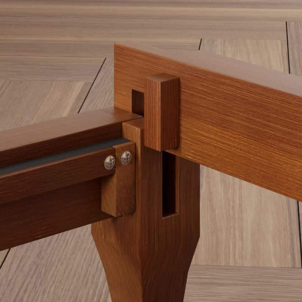 Brown Solid Dry Bamboo Wood Frame King Platform Bed with Adjustable Headboard, Easy Assembly Mortise and Tenon Joint - thumbnail 7
