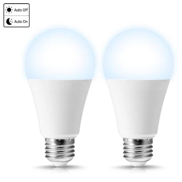 120-Watt Equivalent A21 Dusk to Dawn E26 LED Light Bulb for Outdoor Wall Light 5000K Daylight (2-Pack)