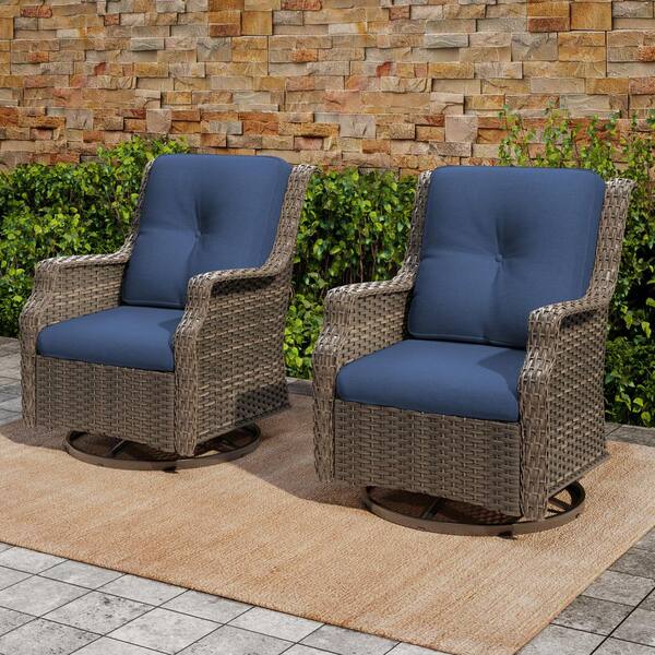 INMITOM 2-Piece Outdoor Patio Wicker Lounge Chair Swivel