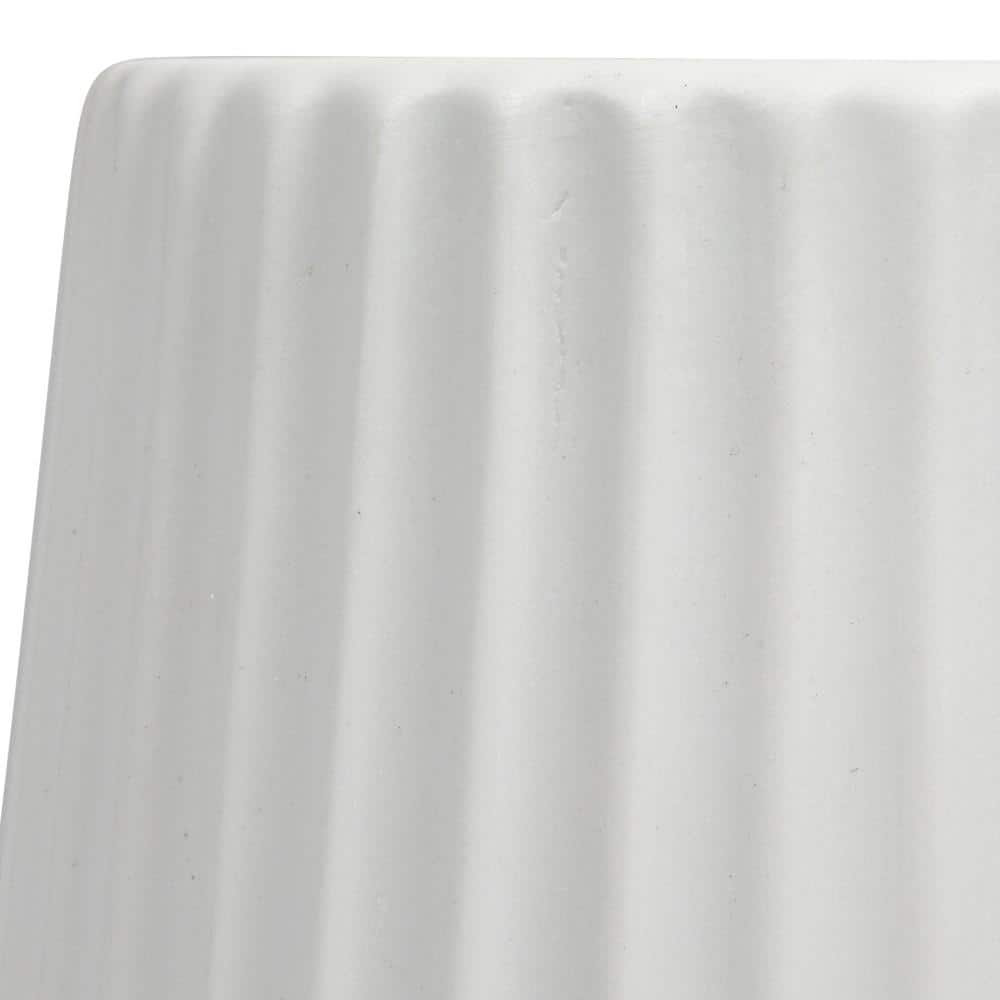 Matte White Ceramic Fluted Vase, 11.5"