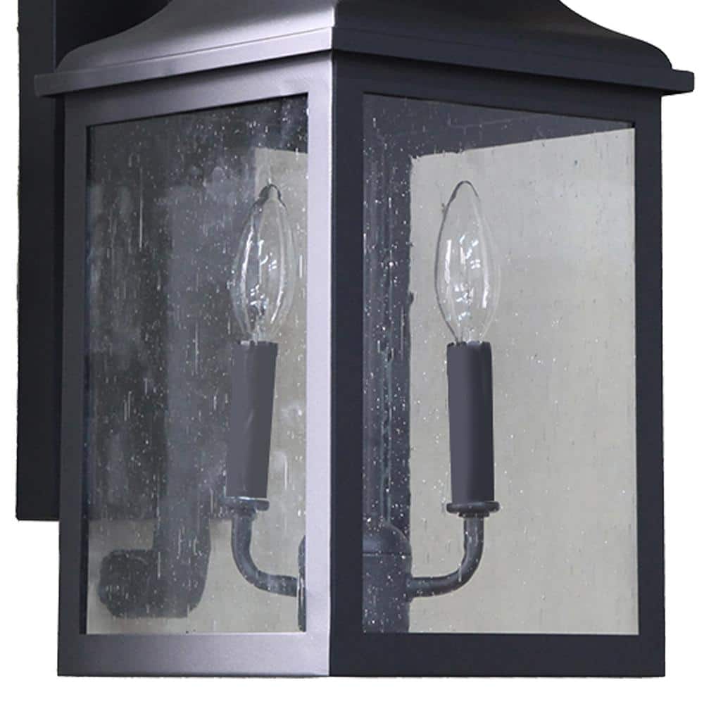 Morgan Black 23" Outdoor Wall Light with Clear Seedy Glass