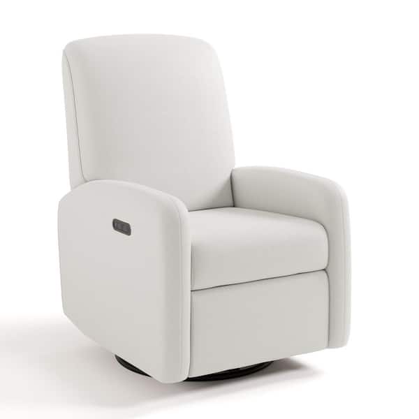 Bellwood Ivory Basketweave Power Recliner Swivel Glider with USB