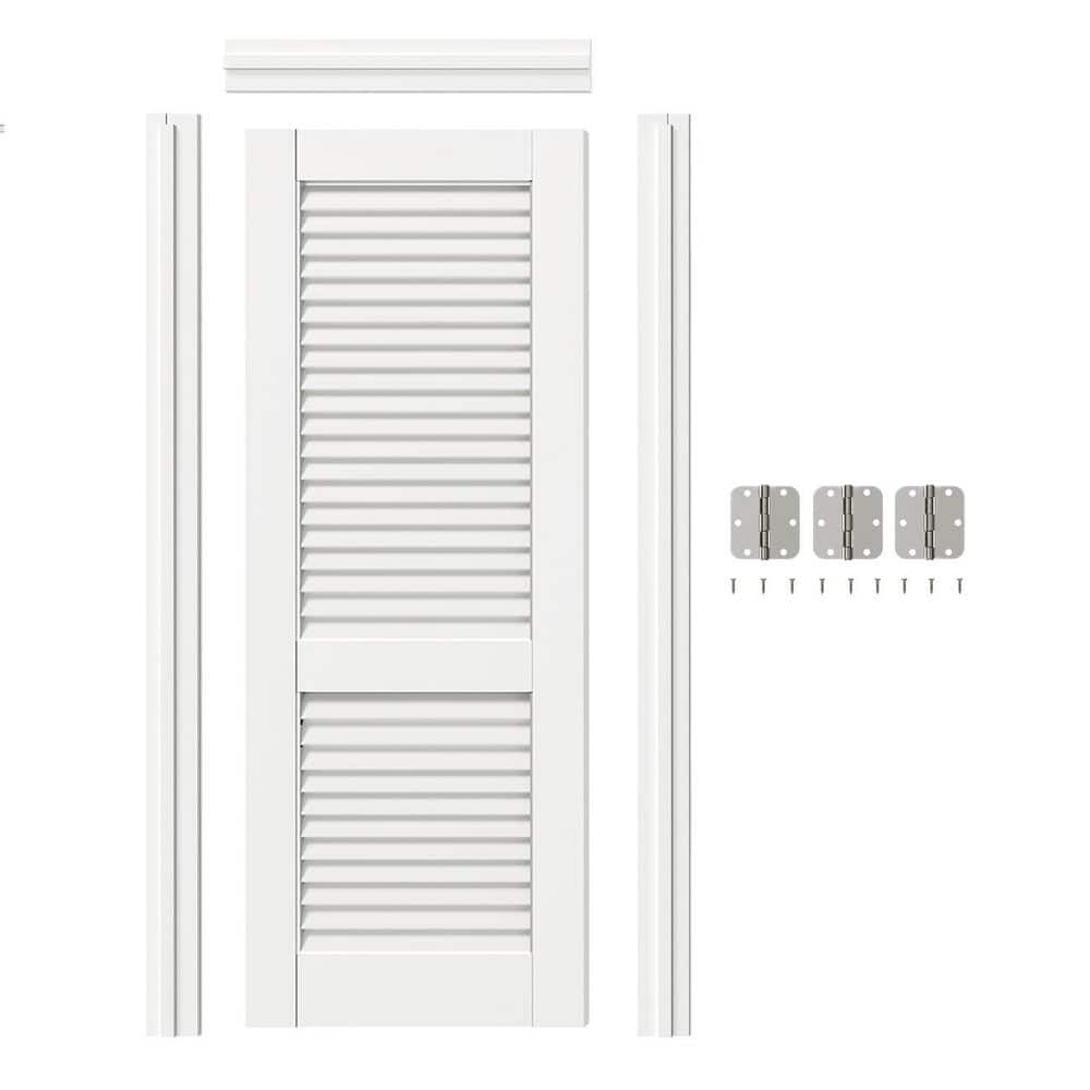 TENONER 24 in. x 80 in.Left-Handed Louvered Solid Core White Primed MDF ...