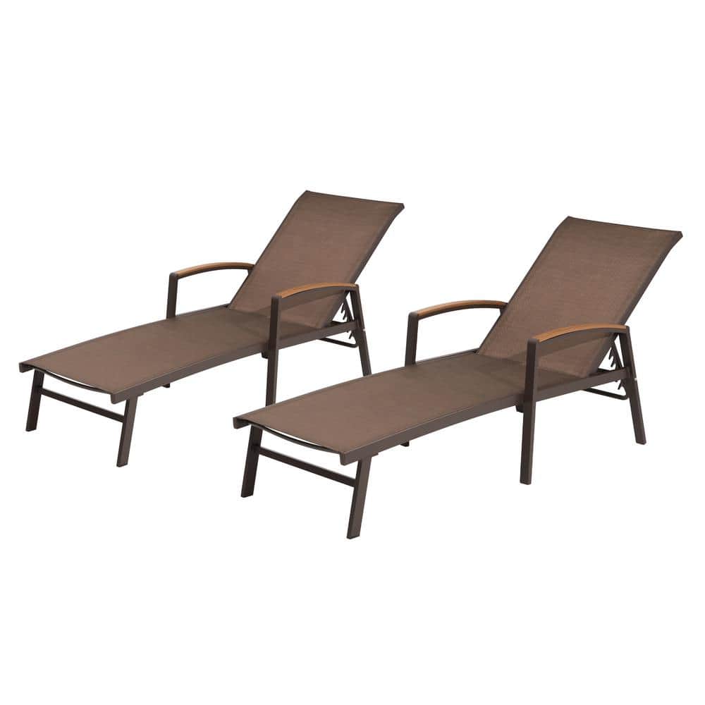 Crestlive Products Brown 2Piece Adjustable Aluminum Outdoor Chaise