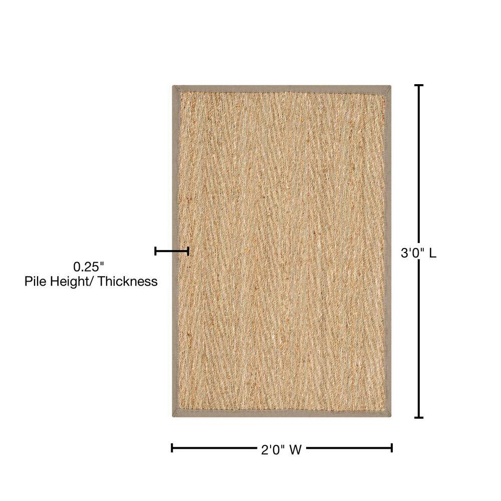 Natural Fiber Gray and Beige Seagrass Area Rug 2' x 3'