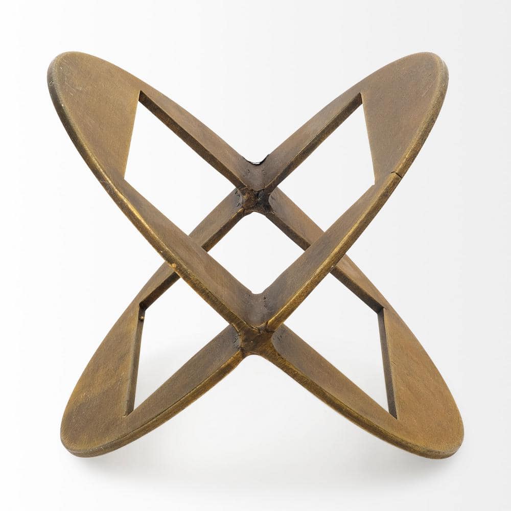 Antiqued Gold Geometric Metal Decorative Object