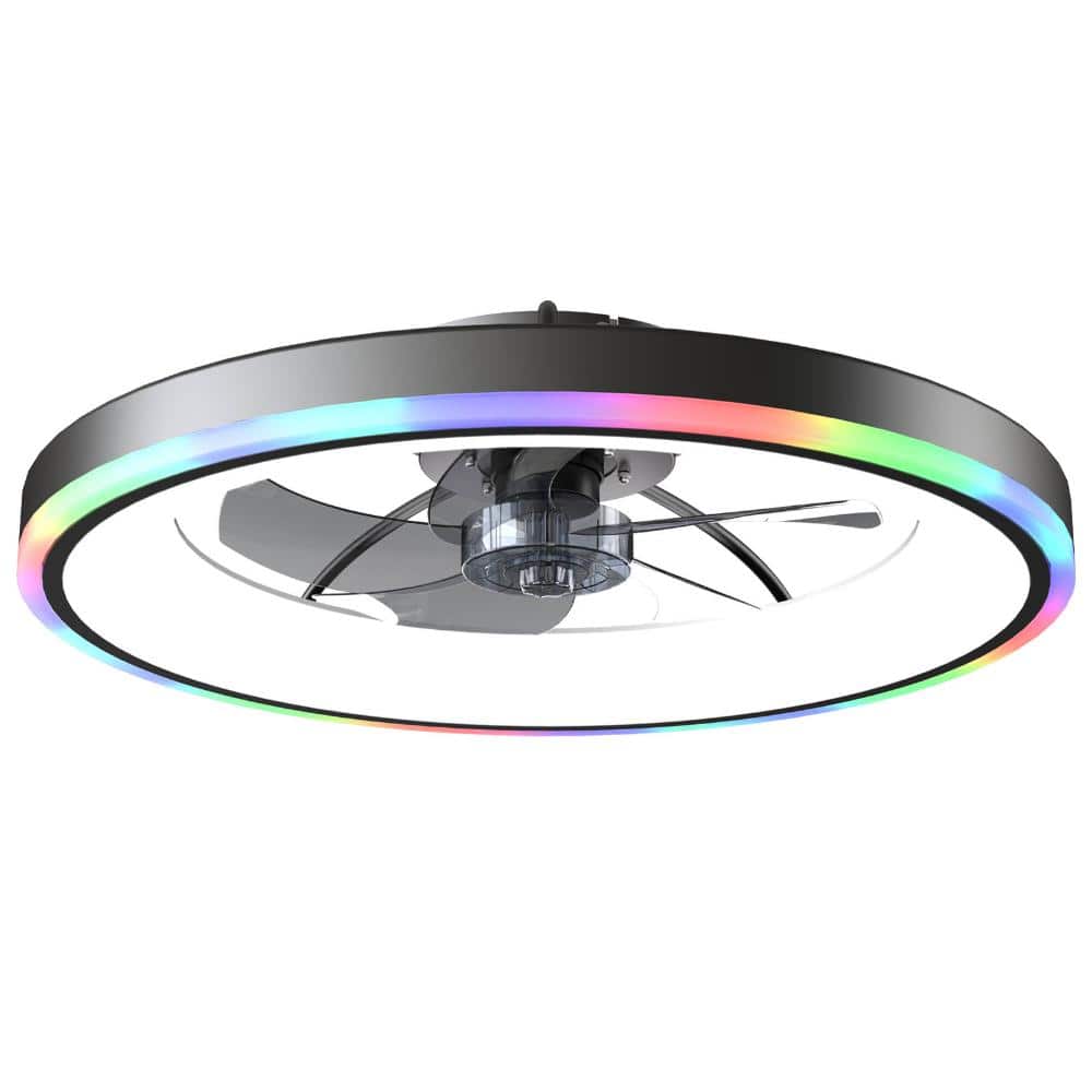 23.6 in. Black RGB LED Fandelier Ceiling Fan with Light, Remote and App Control, Reversible 6-Speed DC Motor price history on PriceWatchPro