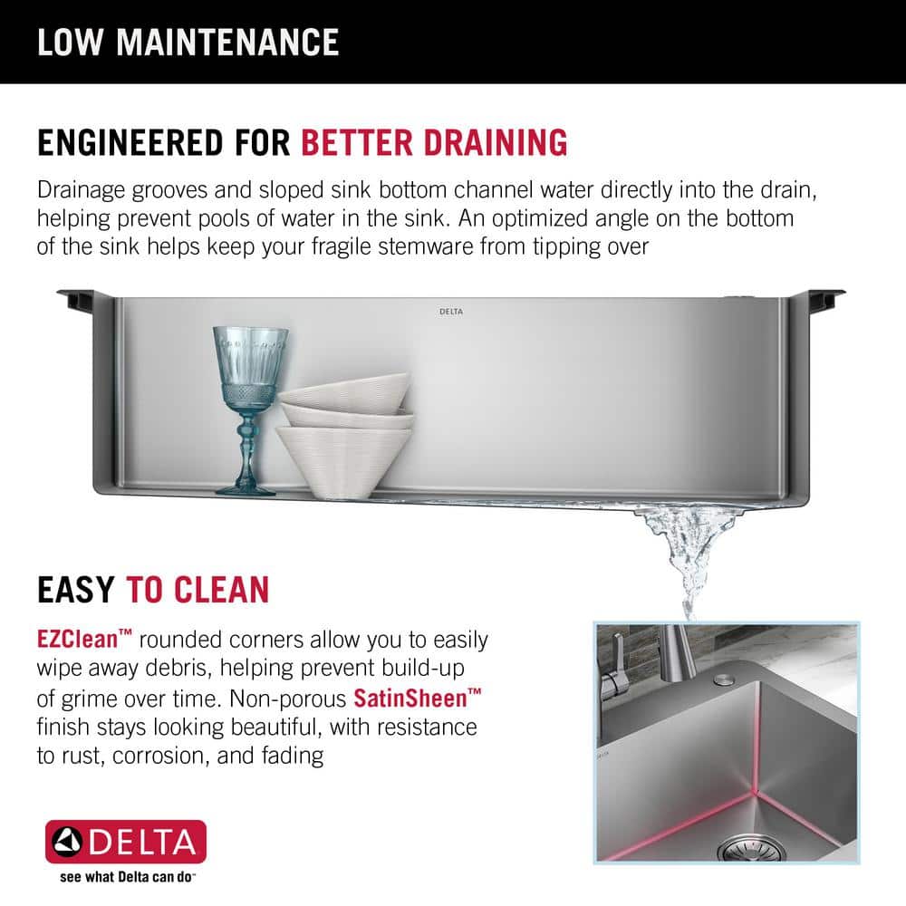Delta 30" Stainless Steel Drop-In Single Bowl Kitchen Sink with Accessories