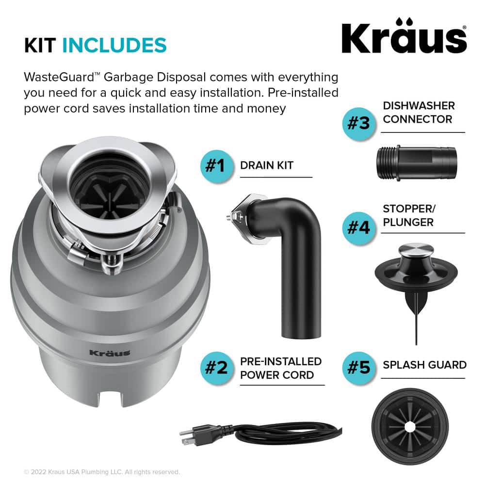 Matte Gray Stainless Steel Continuous Feed Garbage Disposal