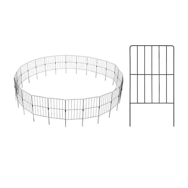 Unbranded 24 in. Decorative Metal Garden Fence with Rustproof Metal, Foldable Design and Tool-Free Installation, Black (25-Pack)