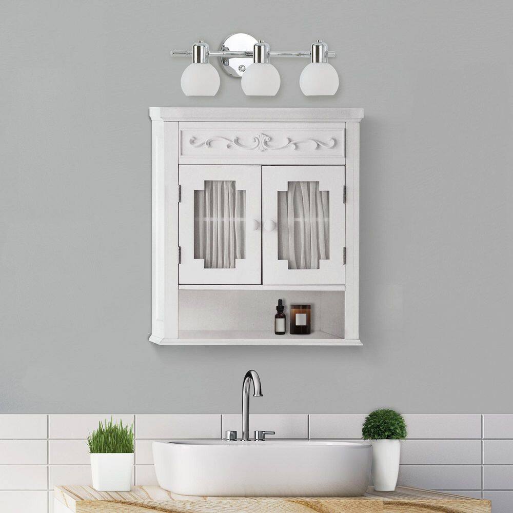 Drapery 21 in. W x 24-1/10 in. H x 7 in. D Bathroom Storage Wall Cabinet in White price history on PriceWatchPro