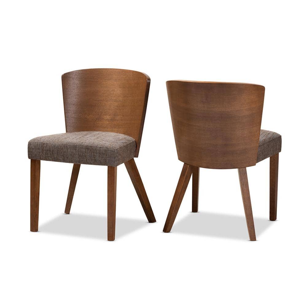 Set of 2 Sparrow Brown and Gravel Wood Modern Dining Chairs