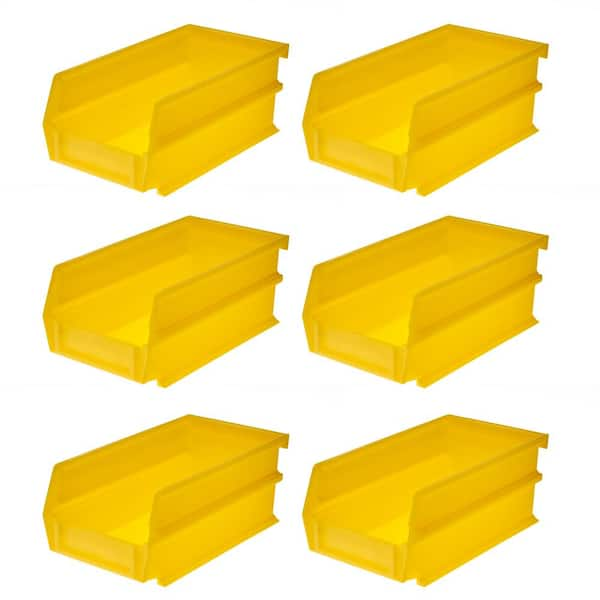 Triton Products 14-3/4 in. L x 8-1/4 in. W x 7 in. H Gray Stacking, Hanging, Interlocking Polypropylene Bins, 6 ct