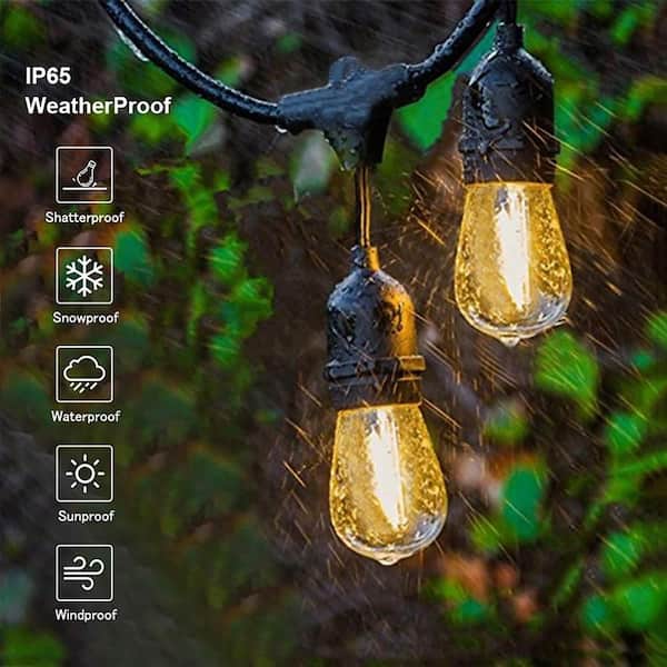 35 Light 105 ft. Black Outdoor Hardwired Edison S14 LED Patio