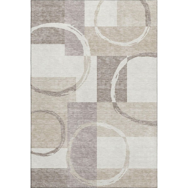 Addison Rugs Mayfield Premium Machine Washable Abstract AMF943 Ivory 9 ft. x 12 ft. Area Rug