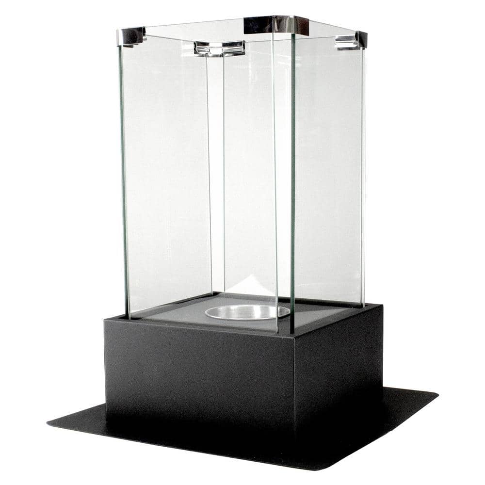 Modern Black Glass Bio Ethanol Tabletop Fireplace