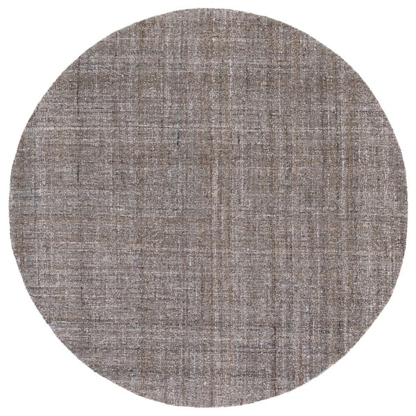 Abstract 6 ft. x 6 ft. Round Brown Classic Marle Area Rug
