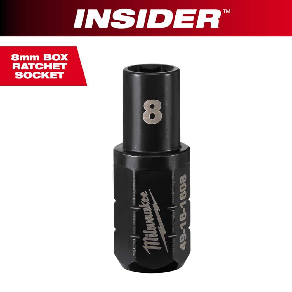 Milwaukee INSIDER Box Ratchet Impact Socket 6 Point 8 mm 49-16-1608 ...