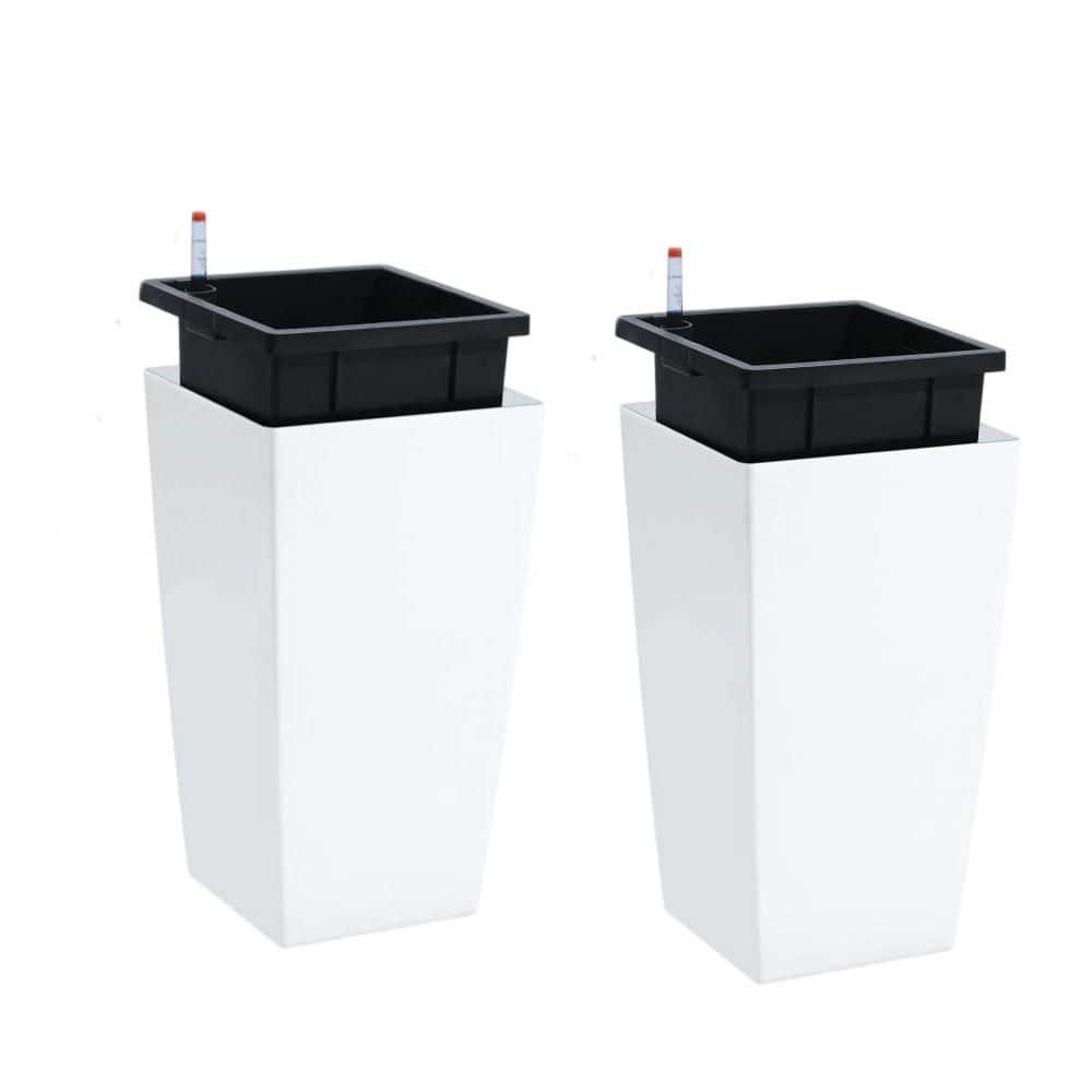 White Plastic Planter with Drainage Holes, Water Level Monitor, Inner Bucket, Automatic Watering, (Set of 2) price history on PriceWatchPro