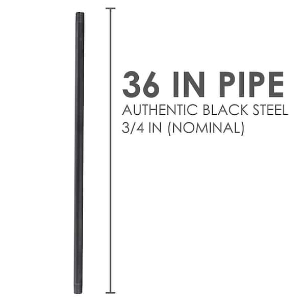 3/4 in. x 36 in. Black Industrial Steel Grey Plumbing Pipe (4-Pack)