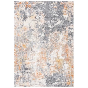 Aston Gray/Gold 5 ft. x 8 ft. Distressed Geometric Area Rug