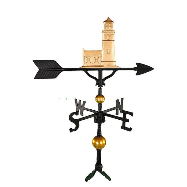 Montague Metal Products 32 in. Deluxe Gold Cottage Lighthouse Weathervane