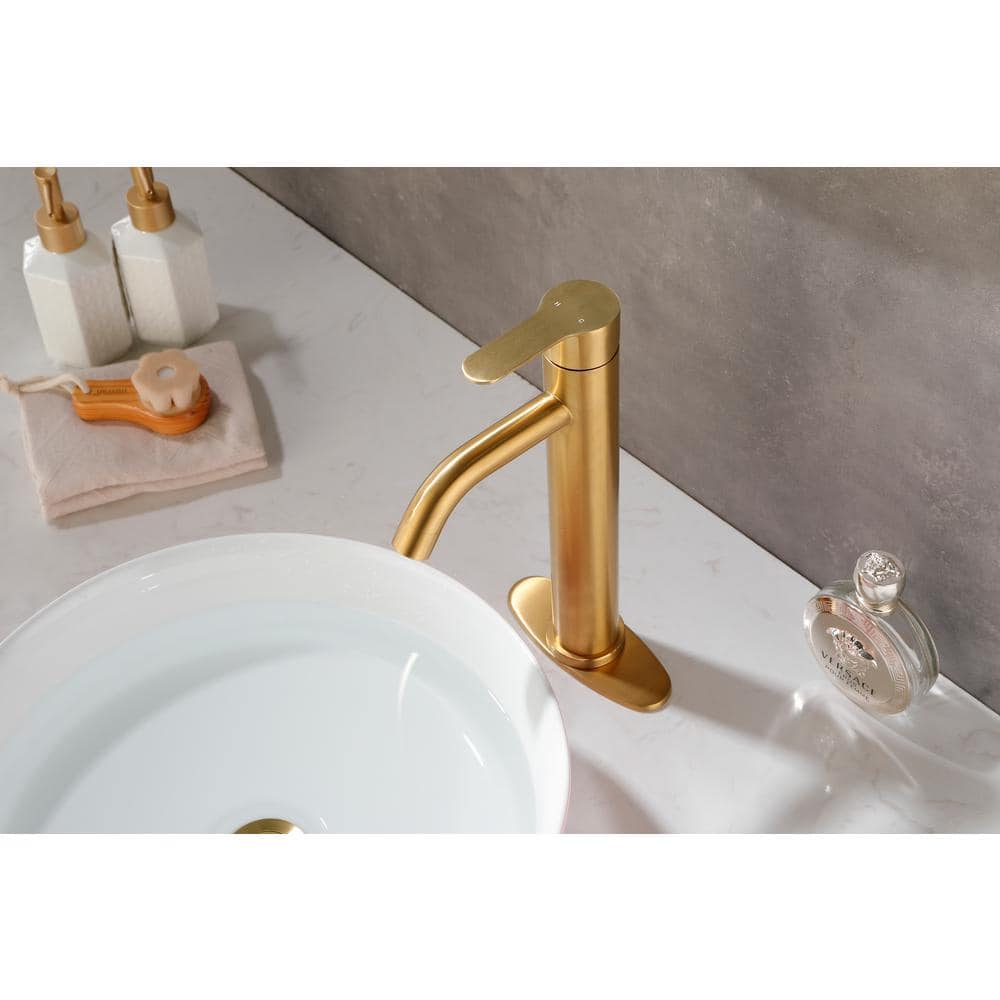 Brushed Gold Stainless Steel Single Handle Bathroom Faucet