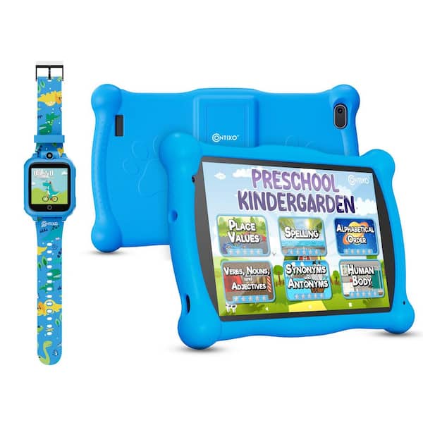 V10 7 in. Kids Android Tablet 32GB Stylus and Smartwatch Bundle, Blue