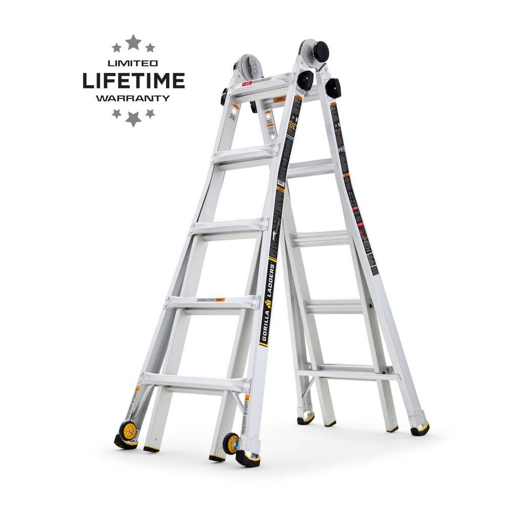 22 ft. Reach MPXW Aluminum Multi-Position Ladder with Wheels, 375 lb. Load 