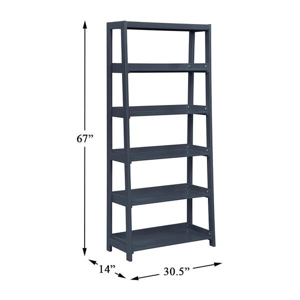 Lazzara Eliza 67 in. Tall Navy Blue Wood 5 Fixed Shelves Bookcase