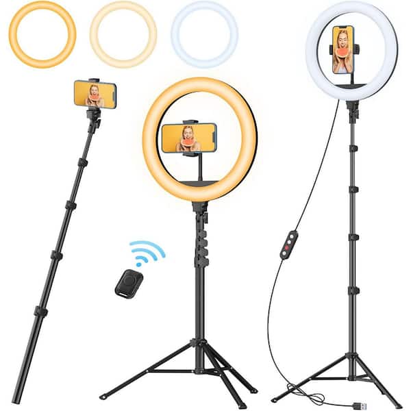 OBJLGEV 12 Ring Light with 63 Adjustable Tripod Stand, Dimmable LED Light, Phone Holder, Wireless Remote for Makeup, Live Stream