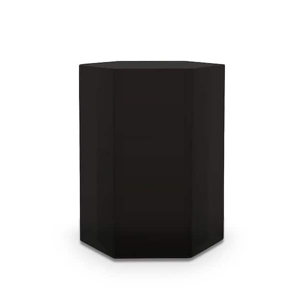 Benjara 13 in. Large Black Modern Modular Hexagonal Wooden Side End Table