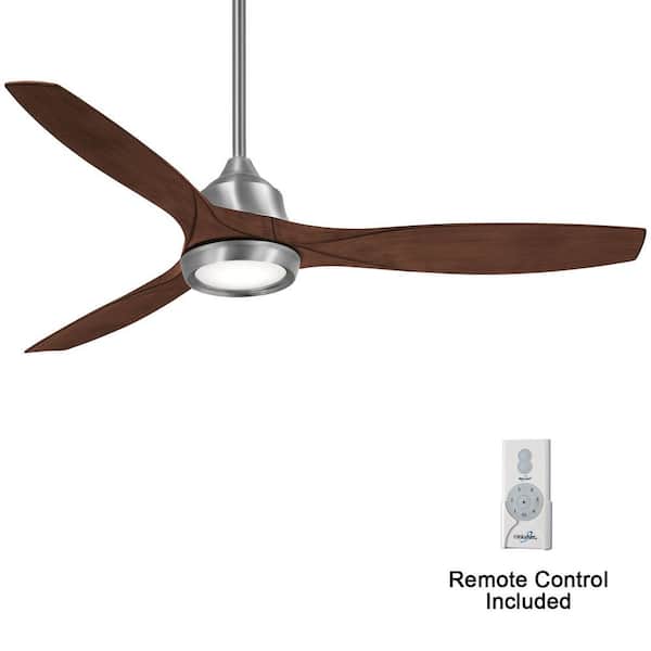 MINKA-AIRE Skyhawk 60 in. Integrated LED Indoor Brushed Nickel Ceiling Fan with Light Kit and Remote Control