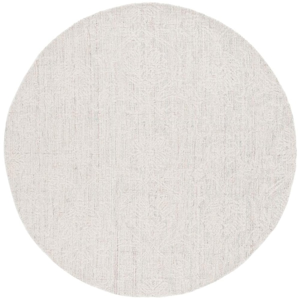 SAFAVIEH Ebony Blue/Ivory 6 ft. x 6 ft. Botanical Round Area Rug