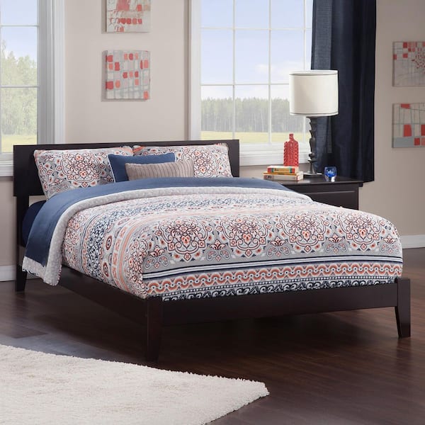 AFI Orlando Espresso Dark Brown Solid Wood King Traditional Panel Bed with Open Footboard and Attachable Device Charger