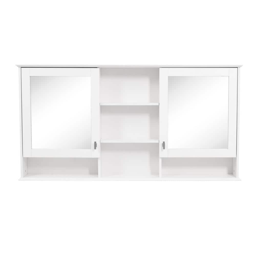 55 in. W x 28.7 in. H White Rectangular Wood Medicine Cabinet with Mirror, Adjustable Shelves price history on PriceWatchPro