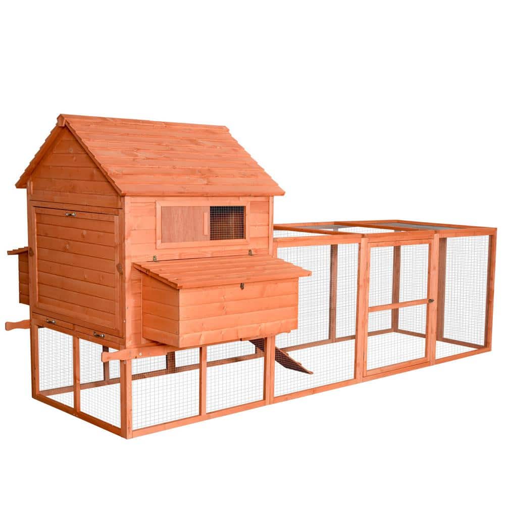 Pen Garden and Backyard 0.0016 -Acre In-Ground Rabbit Hutch Wooden Poultry Cage with Run, Poultry Fencing