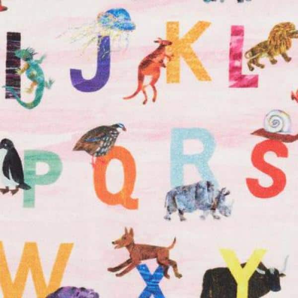 Pink Alphabet Zoo Rectangular Kids Area Rug, 6'6" x 9'5"