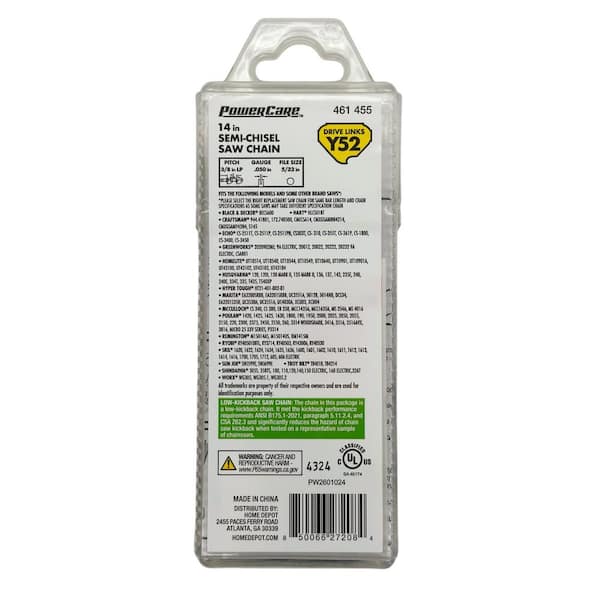 Powercare 14 in. 0.050 Gauge Chainsaw Chain, 52 Link CL15052PC3
