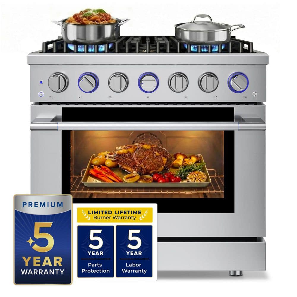 HAUSLANE HausPro 36 in. 6 Burners (20,000 BTU) Freestanding Dual