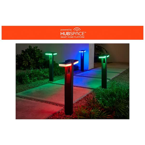 Smart Low Voltage Black Plug-in Integrated LED RGBw Landscape Path Light Kit Powered by Hubspace (4-Pack)