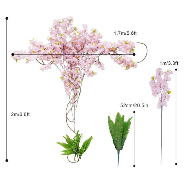 5-Pcs Artificial Plum Blossom Fake Wintersweet Long Stem Plastic Flowers Home Hotel Office Garden Decor