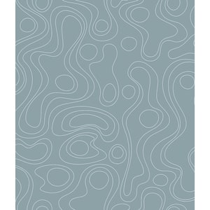 Blue Emily Rayna Lineation Peel and Stick Wallpaper Roll