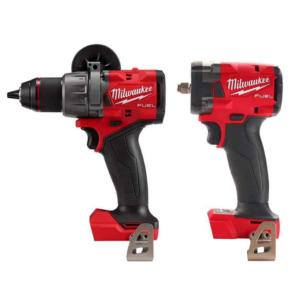 M18 FUEL 18-Volt Li-Ion Brushless Cordless 1/2 in. Hammer Drill/Driver & 3/8 in. Compact Impact Wrench w/Friction Ring -  Milwaukee, 2904-20-2854