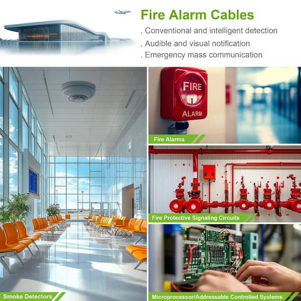 50 ft. 14 / 2 Red FPLR Riser Rated Shielded Solid Copper Fire Alarm Wire UV Resistant UL/ETL RoHS for Indoor/Outdoor Use