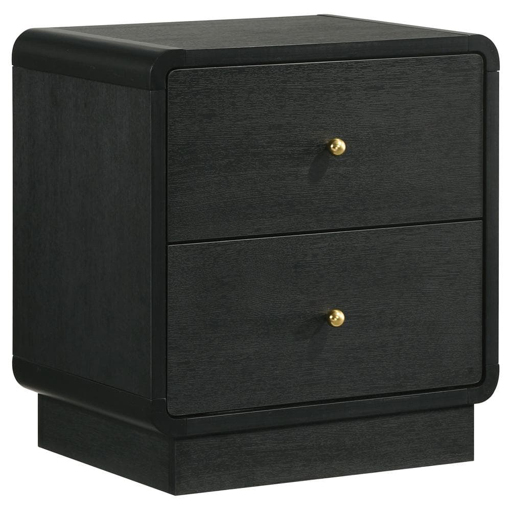 Cavelle Black 2-Drawer Recessed Base Nightstand Bedside Table price history on PriceWatchPro