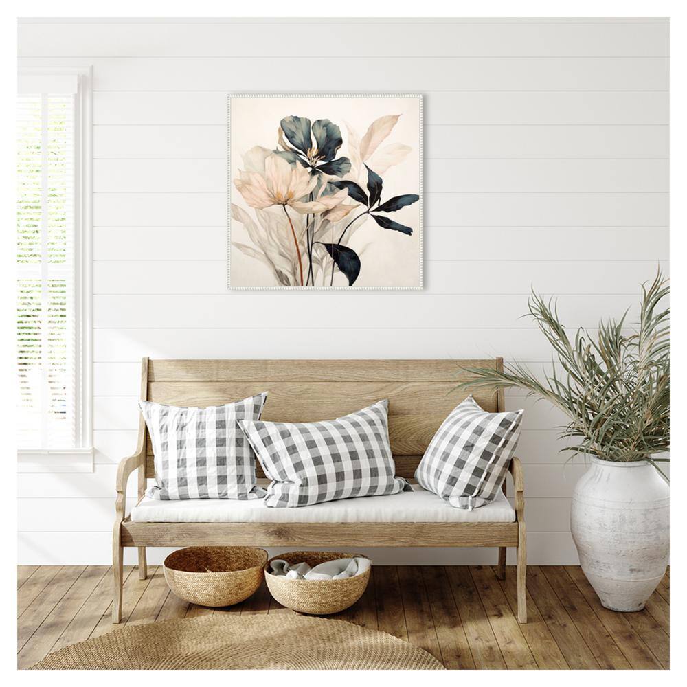 Whimsical Blossoms I White Framed Canvas Wall Art Print